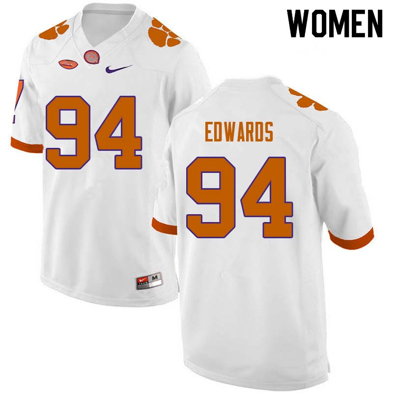 Women #94 Jacob Edwards Clemson Tigers College Football Jerseys Sale-White
